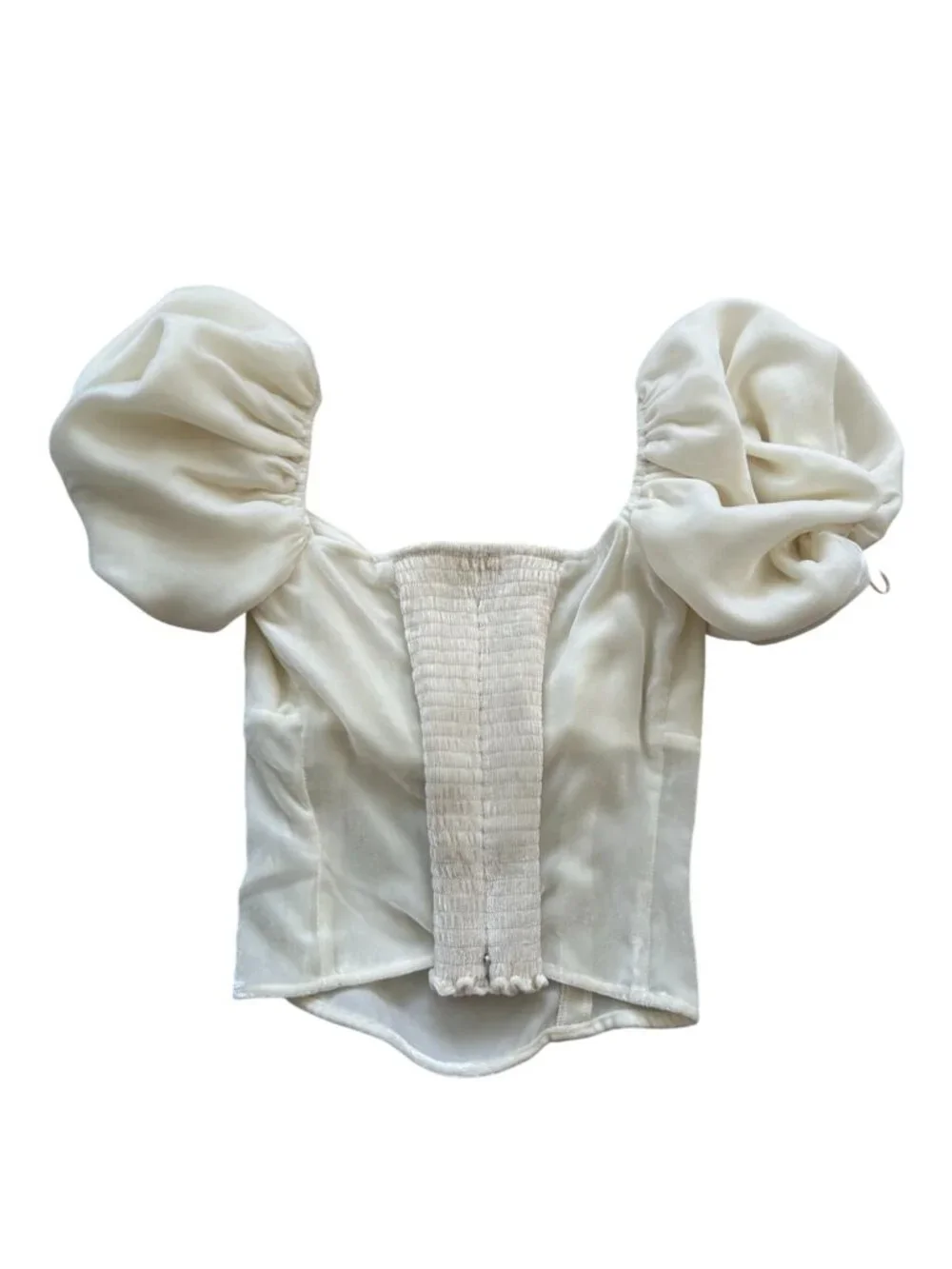 REFORMATION Cream Velvet Puff Sleeve Top Size 2